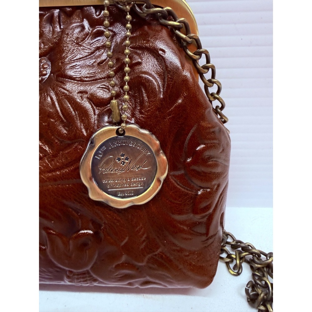 Patricia Nash Small purse Potenaz Leather Clutch BRITISH TAN CHAIN STRAP NWTS - Picture 2 of 10